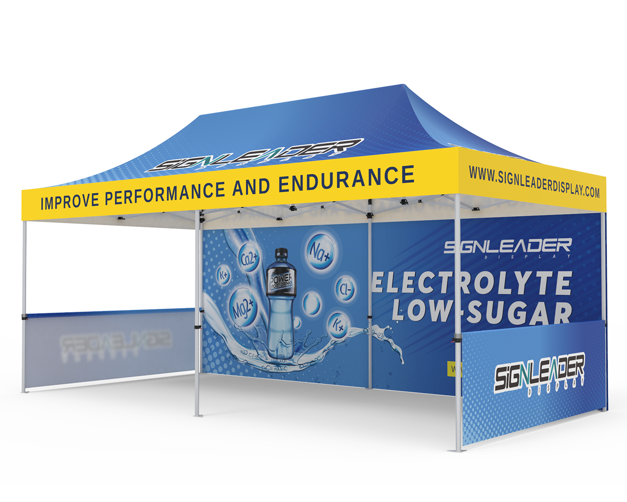 Custom 10x20 Pop Up Canopy Tent with Double-Sided Full Backwall & 2 x  Single-Sided Half Sidewalls